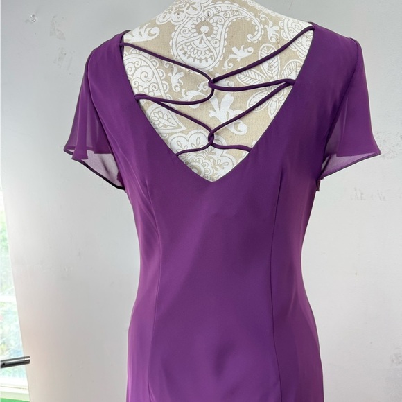 SL Fashions Size 14 Midi Dress Purple Whimsigoth Embroidered Sequin Handkerchief - Picture 6 of 8